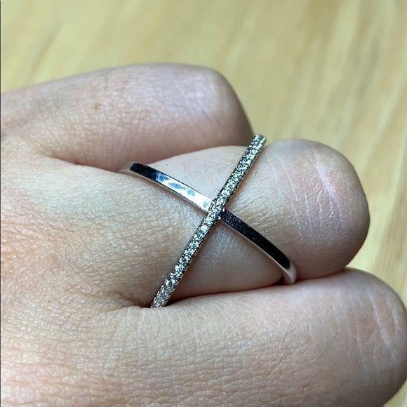 X ring in 14kt white gold plated - Picture 2 of 7